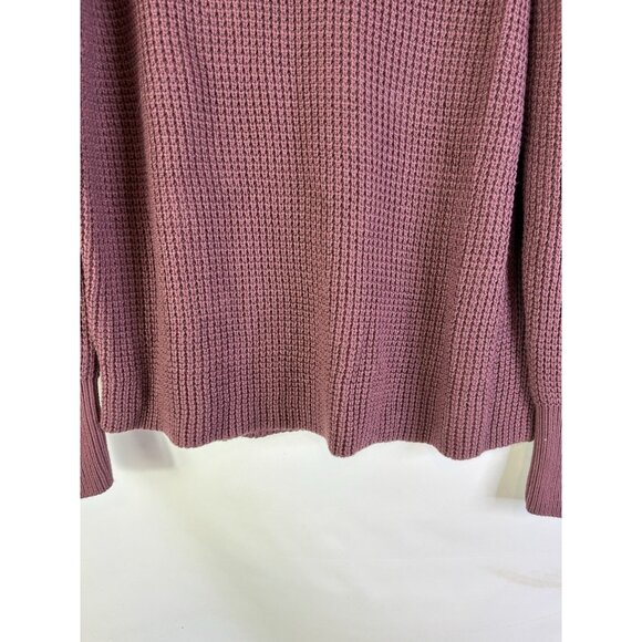 New Express Waffle Knit Thermal Boxy Sweater Mauve - Picture 2 of 7